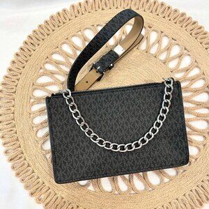 MK Michael Kors Logo Waist Pack Belt Bag Fanny Pack Black Size S